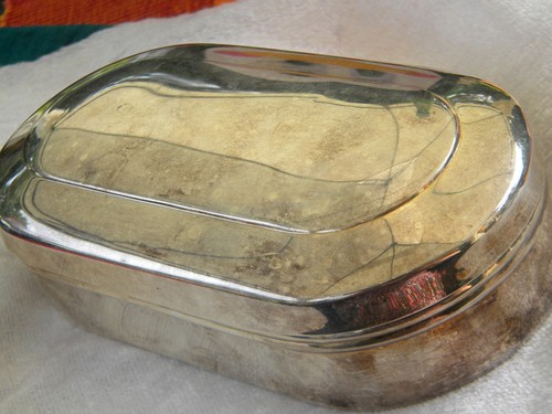 Etui versilbert dose oval mit - versilbert,