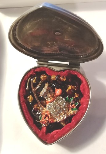 Silberne herz schmuck dose - silberne, mit