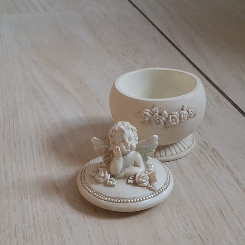 Runde schmuckdose harz - schmuckdose, beige