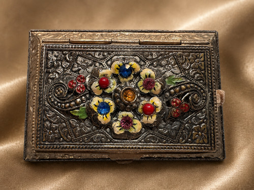 Art deco puderdose mit spiegel - puderdose,
