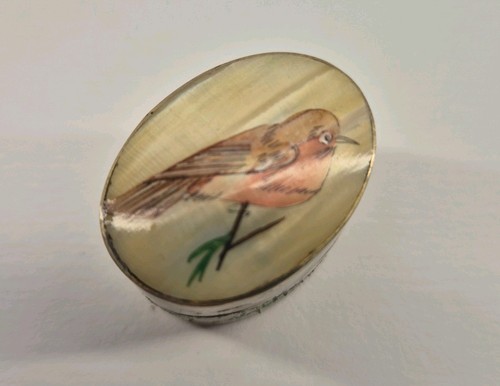Perlmutt dose mit vogel - perlmutt,