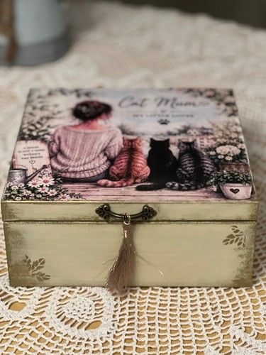 Cat mum wooden keepsake - cat,